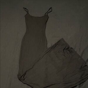 Black tight maxi dress